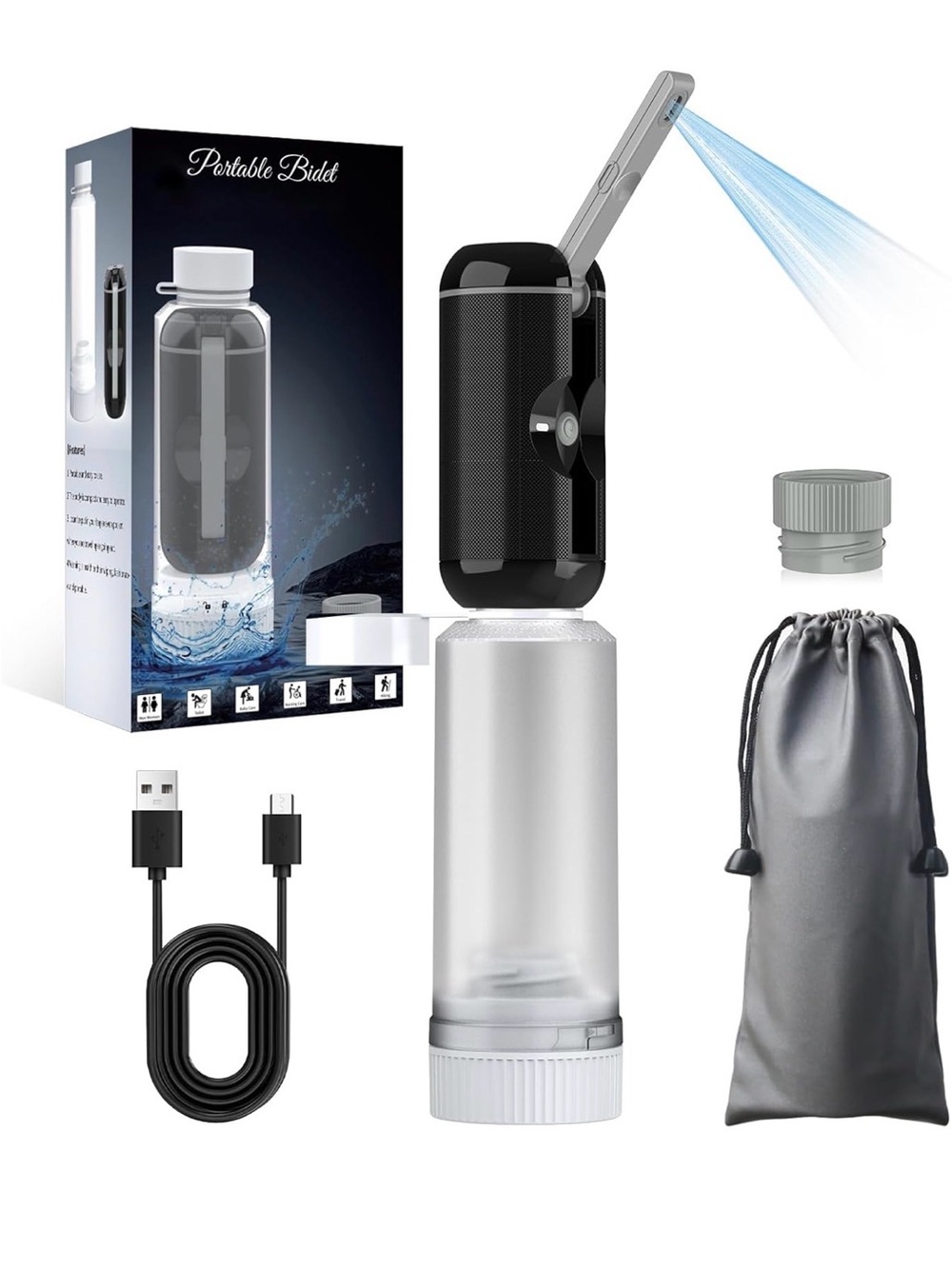 Portable Travel Bidet Rechargeable Handheld Sprayer Waterproof High Pressure